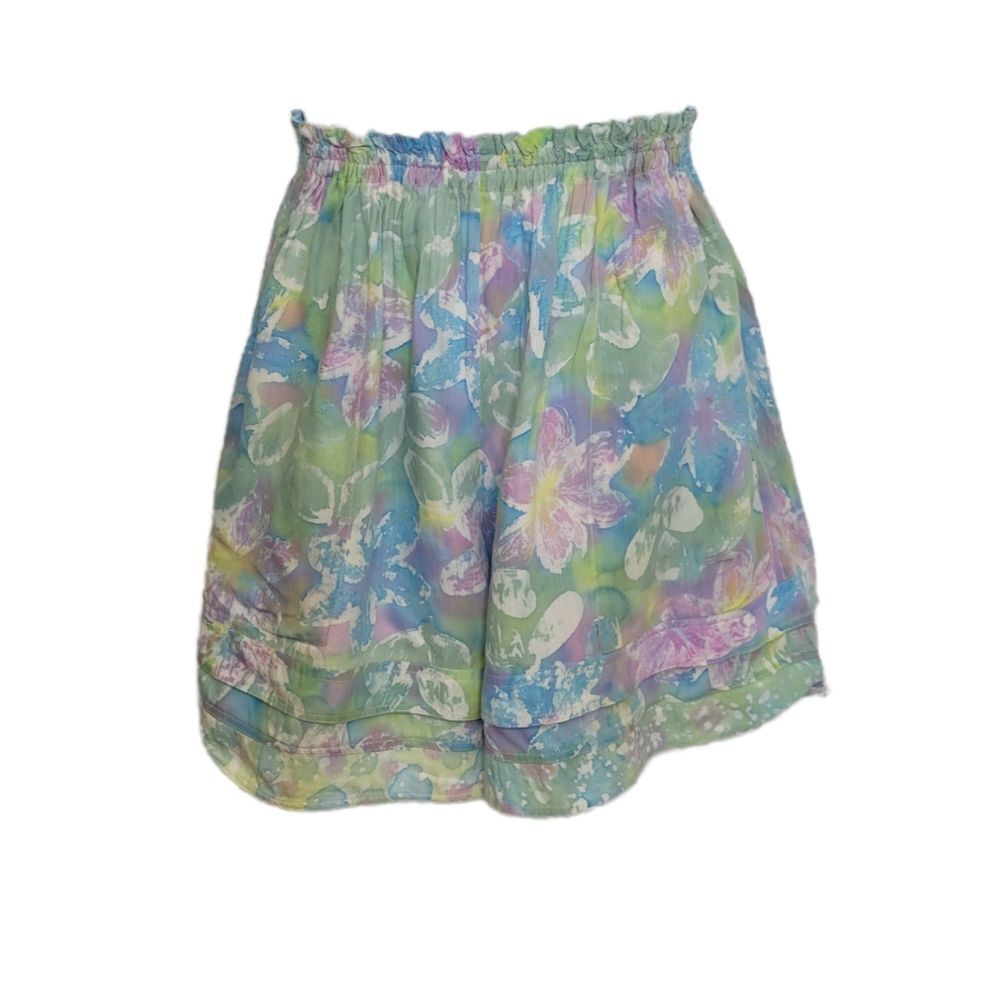 VINTAGE 90s shorts watercolor printed floral wide leg high waisted pull on M